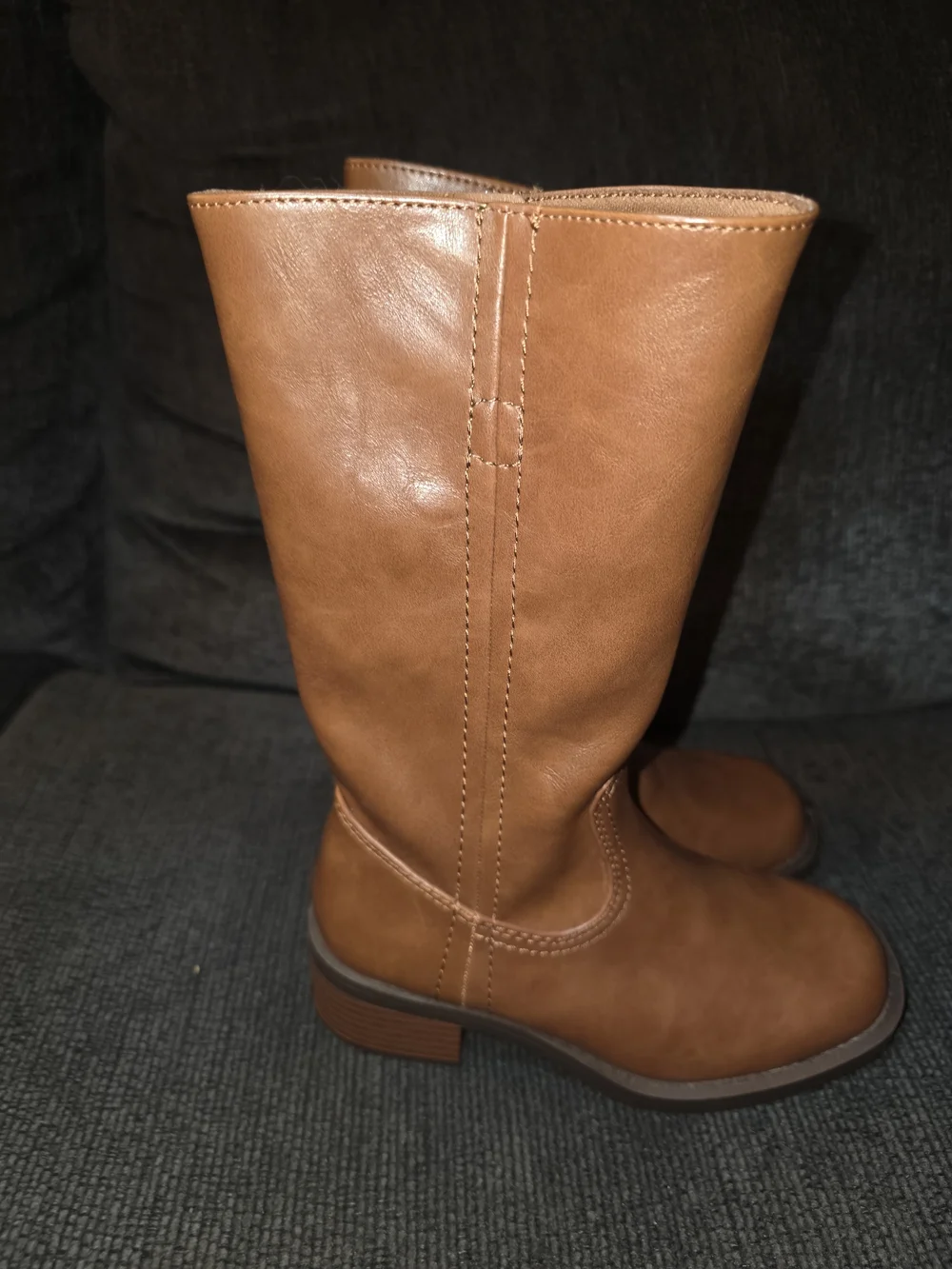 Girls Size 13 Brown Tall Faux Leather Riding Boots Youth Western Wonder Nation